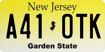NJ license plate A41OTK