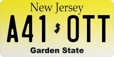 NJ license plate A41OTT