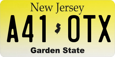 NJ license plate A41OTX
