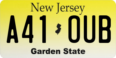 NJ license plate A41OUB