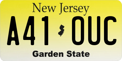 NJ license plate A41OUC