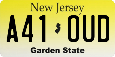 NJ license plate A41OUD