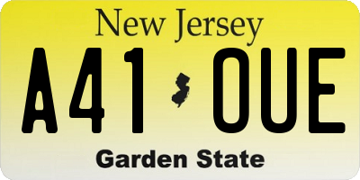 NJ license plate A41OUE