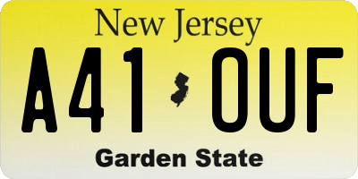 NJ license plate A41OUF