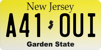 NJ license plate A41OUI