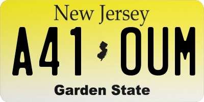 NJ license plate A41OUM