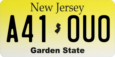 NJ license plate A41OUO