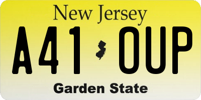 NJ license plate A41OUP