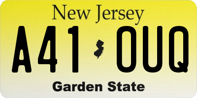 NJ license plate A41OUQ