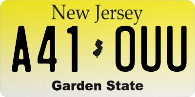 NJ license plate A41OUU
