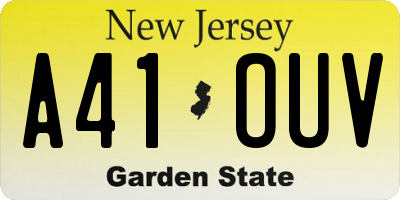 NJ license plate A41OUV