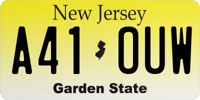 NJ license plate A41OUW