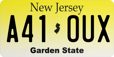 NJ license plate A41OUX