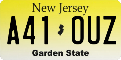 NJ license plate A41OUZ