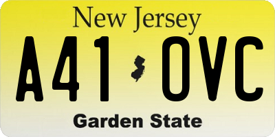 NJ license plate A41OVC