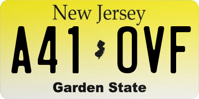 NJ license plate A41OVF