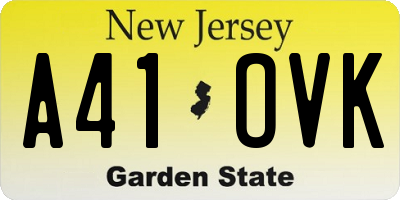 NJ license plate A41OVK