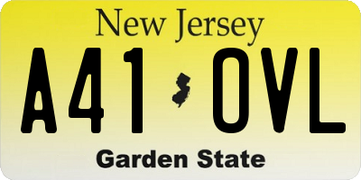 NJ license plate A41OVL