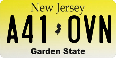 NJ license plate A41OVN