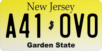 NJ license plate A41OVO