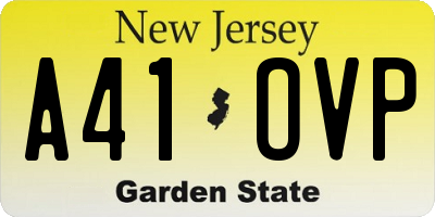 NJ license plate A41OVP