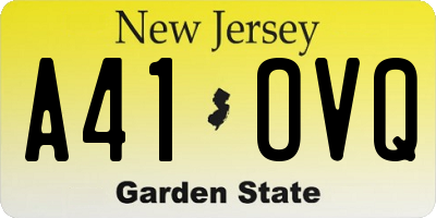 NJ license plate A41OVQ