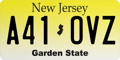 NJ license plate A41OVZ