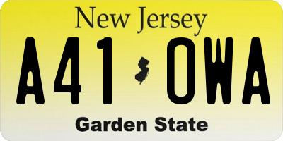 NJ license plate A41OWA