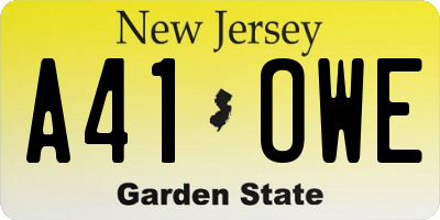 NJ license plate A41OWE