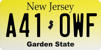 NJ license plate A41OWF