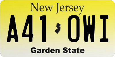 NJ license plate A41OWI