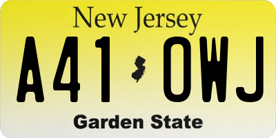 NJ license plate A41OWJ