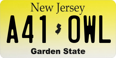 NJ license plate A41OWL