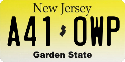 NJ license plate A41OWP