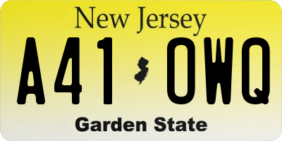 NJ license plate A41OWQ