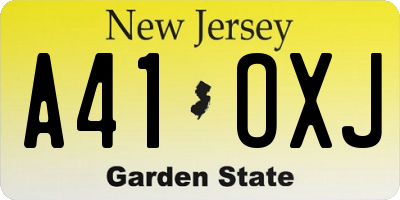 NJ license plate A41OXJ
