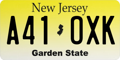 NJ license plate A41OXK
