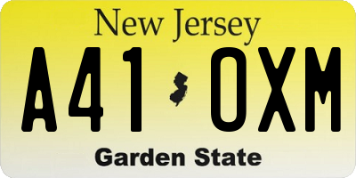 NJ license plate A41OXM