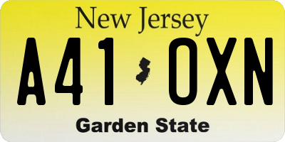 NJ license plate A41OXN