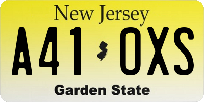 NJ license plate A41OXS