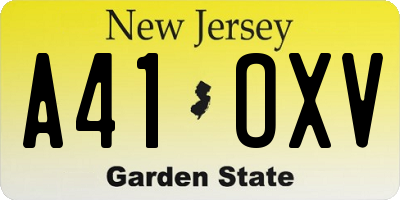 NJ license plate A41OXV