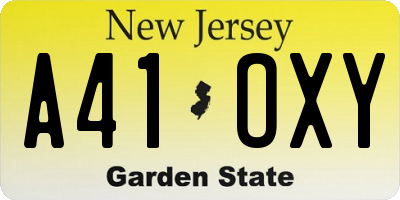 NJ license plate A41OXY
