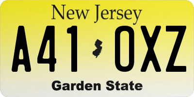 NJ license plate A41OXZ