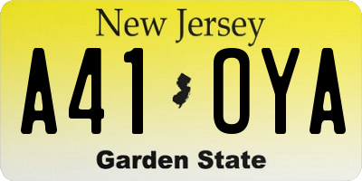 NJ license plate A41OYA