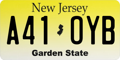 NJ license plate A41OYB