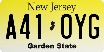 NJ license plate A41OYG