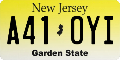 NJ license plate A41OYI