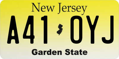 NJ license plate A41OYJ