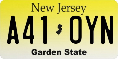 NJ license plate A41OYN