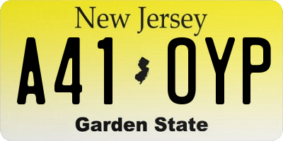 NJ license plate A41OYP
